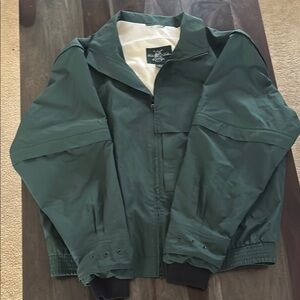 Mens Brooks Brothers, Gore-Tex, green rain jacket, multi zipper